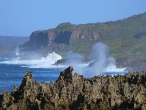 Waves crashing on the rocks of Christmas Island