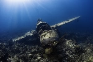 A WW2 plane scuba dive site