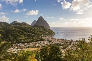 Sugarloaf pitons on St Lucia