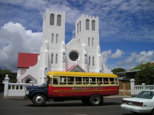 a local bus in Samoa