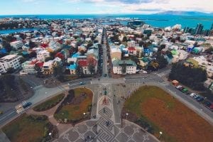 aerial view of Reykjavík