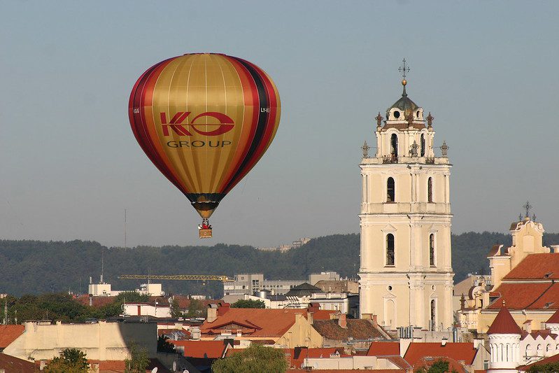 Hot air balloon over Vilnius