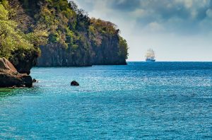 Tall Ship on the coast of the Grenadines