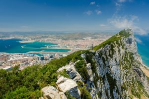 View over Gibraltar to the Mediterranean Sea