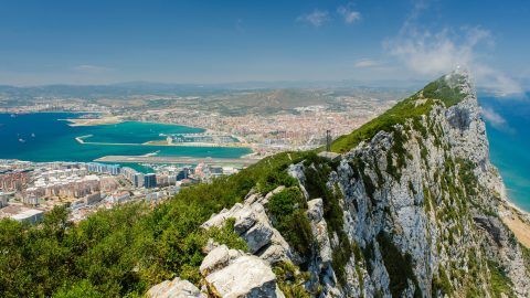 View over Gibraltar to the Meditterean Sea