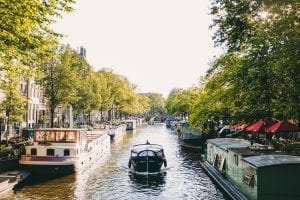 canal boats in Amsterdam 