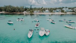 Boats moored near the Cayman Islands
