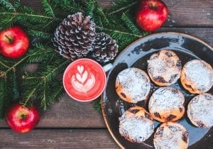 Mince pies with some Christmas decoration 