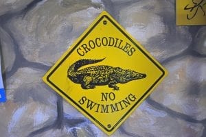 No swimming sign - warning of crocodiles