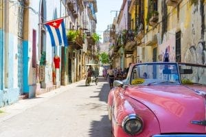 Unmistakable Havana with a pink Cadillac in the foreground.
