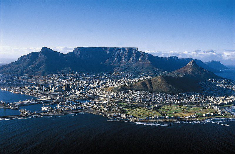 Cape Town from a helicopter POV