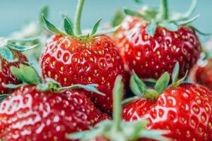 Strawberries - bright red in color