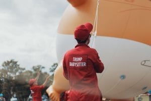 Trump handler with the Trump Baby Blimp