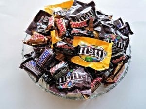 A bowl of m&ms