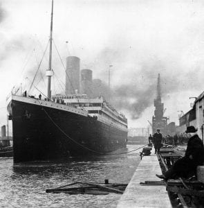 RMS Titanic setting sail from Southampton