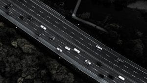 drone shot of a motorway from above