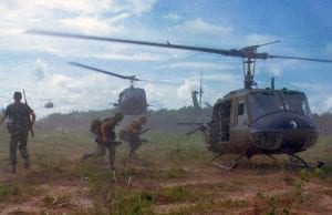 US military helicopters and soldiers in Vietnam