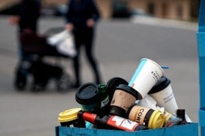 piles of discarded litter - one use drink containers