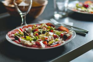 a healthy plate of Mediterranean food