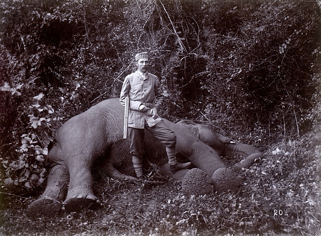 Franz Ferdinand posing with a dead elephant