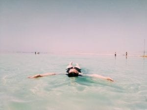 Floating effortlessly in the salty Dead Sea