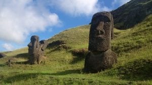 Two of the huge Easter Island heads