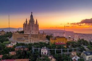 View across Barcelona to its Cathedral