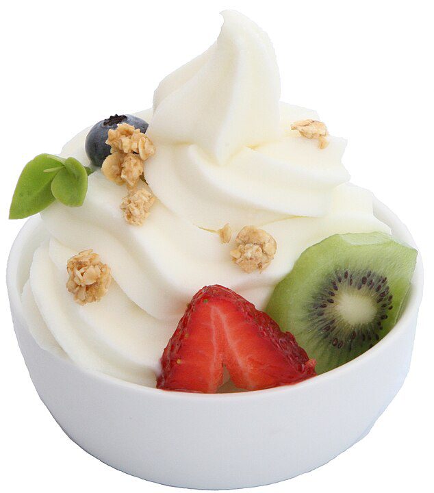 Frozen yogurt with fruits and nuts