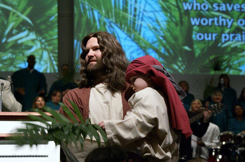 Jesus costume during Palm Sunday