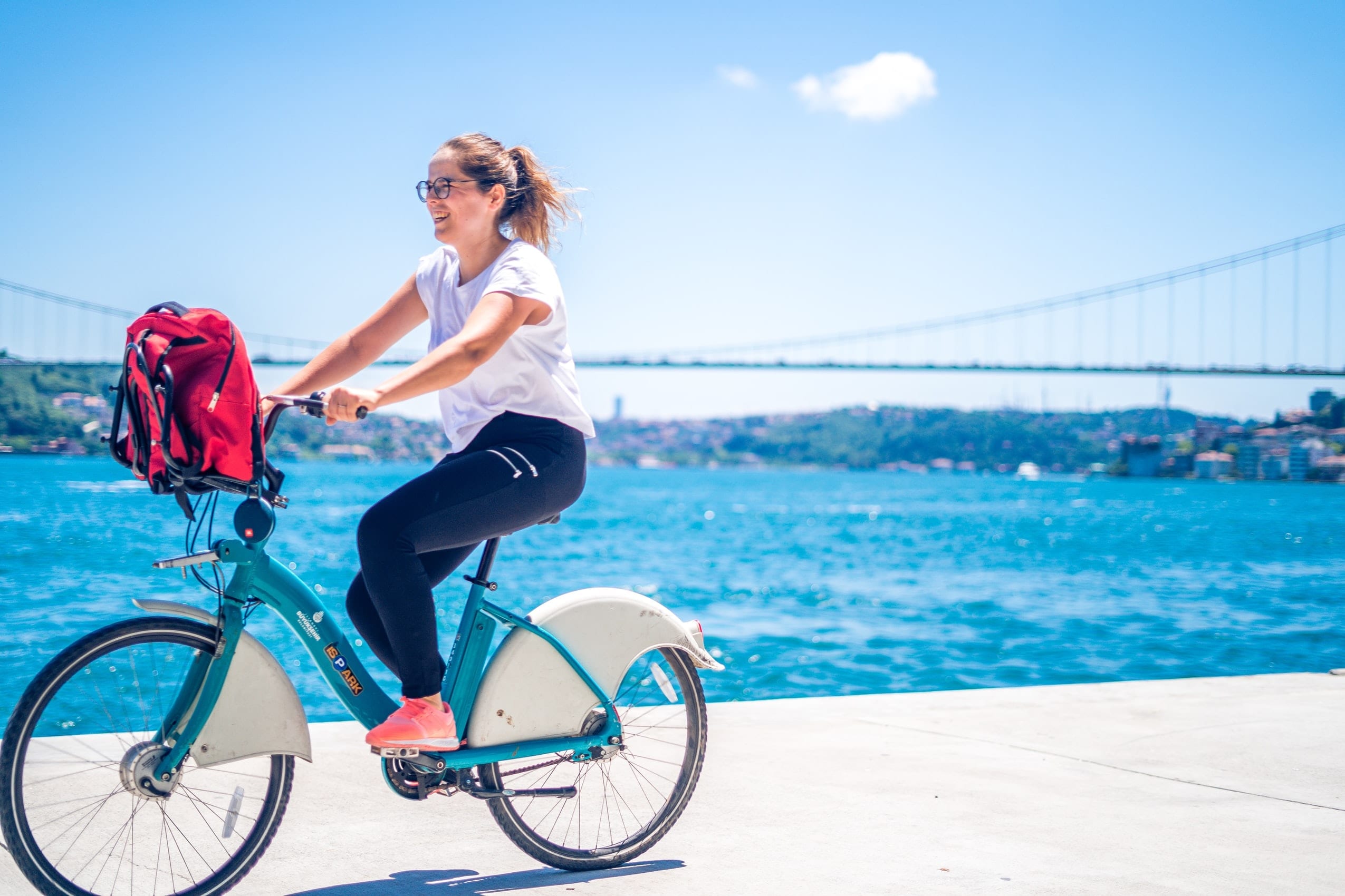 woman riding a bike