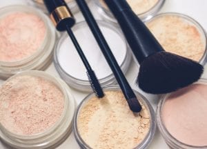 makeup brushes and foundation powder