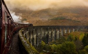 The Hogwarts Express, crossing the viaduct