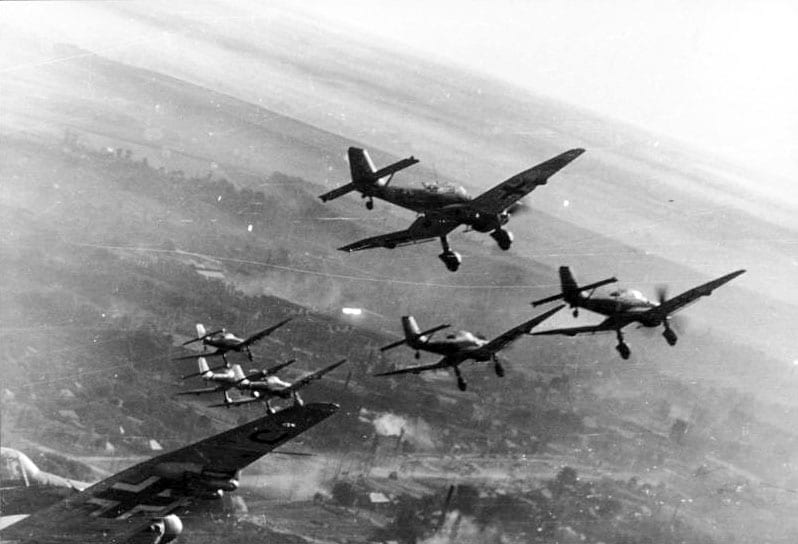 German war planes flying in formation