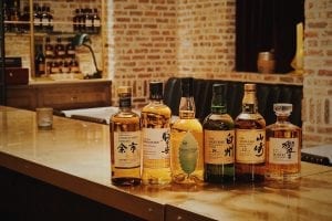 A selection of Japanese whisky bottles