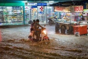 motorbike going through deep water