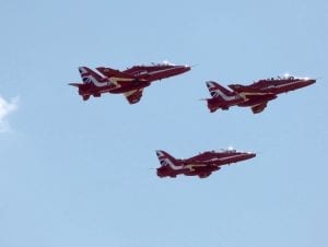 Close up photo of The Red Arrows