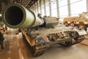 Looking down the barrel of a tank's turret!