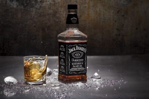 a bottle of Jack Daniels Bourbon whisky 