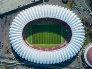 a birds eye view of a football stadium