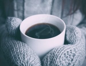 a hot cup of coffee to take off the chill of winter
