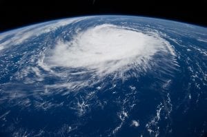 A hurricane as viewed from space