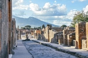 Pompeii road with buildings on each side