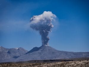 Volcano Erupting a plume of sulphuric ash cloud