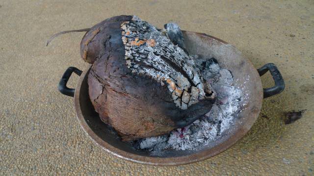 Burnt coconut husk
