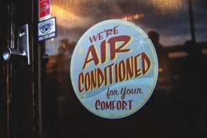 air conditioning advert outside a theatre