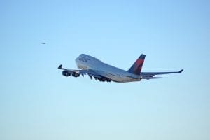 a 747 taking off