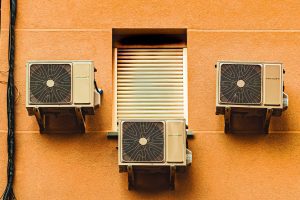 Air conditioners on outside wall