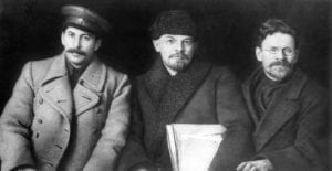 Stalin, Lenin and Mikhail Kalinin pictured together 1919.