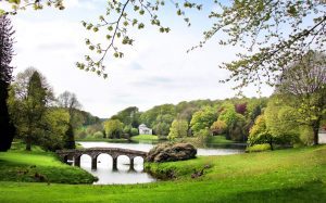 Stourhead park - a English country house setting with a lake and folly