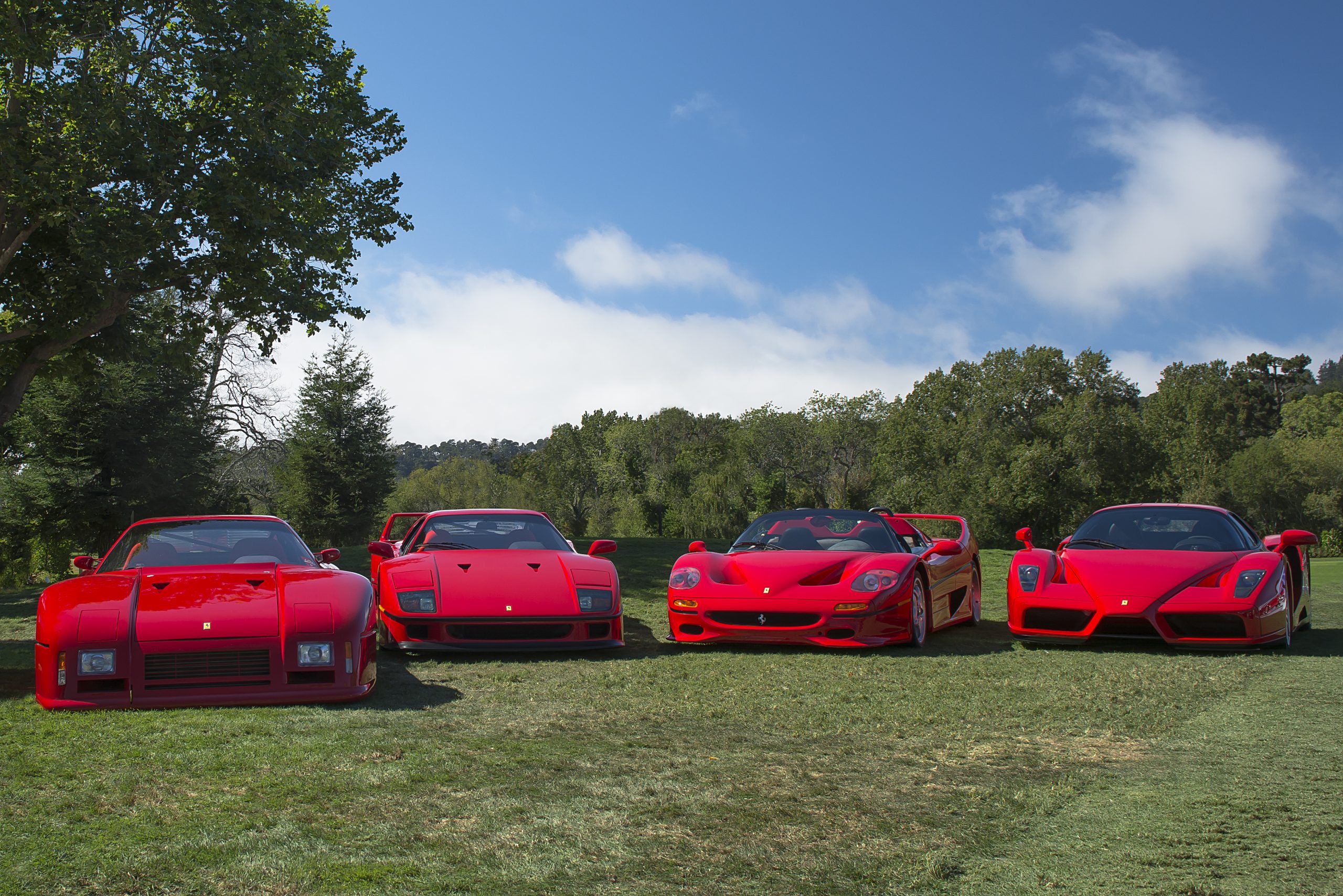 Line up of 4 very special red Ferraris 